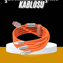 Mey İthalat® 120W 3 İn 1 Uyumlu Silikon Şarj Kablosu Hızlı Şarj Kablosu