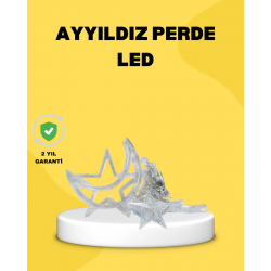 Mey İthalat® 126 LED’li Yıldız Ay Perde Işık Prizden Çalışan Dekoratif Aydınlatma