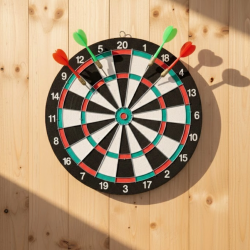 Mey İthalat® 15 İnç Dart Tahtası 4 Metal Uçlu Dart Oku Dayanıklı Ahşap Gövde