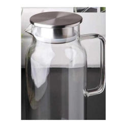 Mey İthalat® 1500 ml Borosilikat Cam Su Sürahisi - Metal Kapaklı ve Isıya Dayanıklı
