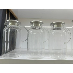 Mey İthalat® 1500 ml Borosilikat Cam Su Sürahisi - Metal Kapaklı ve Isıya Dayanıklı