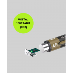 Mey İthalat® 1.5V AA Şarjlı Lityum Pil | 1000+ Kez Şarj Edilebilir | Hızlı Type-C Şarj (2 Adet)