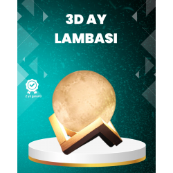 Mey İthalat® 16 Renkli 3D Ay Gece Lambası RGB Modlu Şarjlı