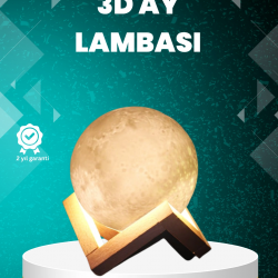 Mey İthalat® 16 Renkli 3D Ay Gece Lambası RGB Modlu Şarjlı