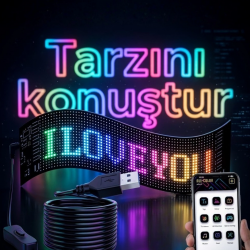 Mey İthalat® 16x96 LED Yazı Paneli 60 cm Esnek RGB Işıklı Programlanabilir Ekran