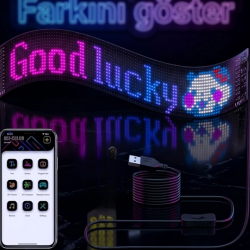 Mey İthalat® 16x96 RGB LED Matrix Panel 60 cm Esnek Yapı Uygulama Kontrollü Kayan Yazı Ekranı