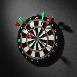 Mey İthalat® 17 İnç Dart Tahtası Sağlam Ahşap Gövde ve Metal İğneli Dart Okları