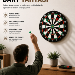 Mey İthalat® 17 İnç Dart Tahtası Sağlam Ahşap Gövde ve Uzun Ömürlü Kullanım
