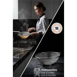 Mey İthalat®  18 cm Süzgeç - Makarna Süzgeci Pirinç Meyve Süzgeci 304 Paslanmaz Çelik 721937