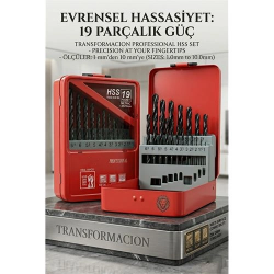 Mey İthalat® 19 Parça 1 - 10mm Alüminyum Metal Ağaç HSS Uçlu DIN 338RN Matkap Ucu Seti  723033