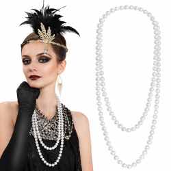 Mey İthalat® 1920 Gatsby İnci Kolye – Vintage Uzun Beyaz İnci Kolye