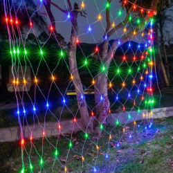 Mey İthalat®  1x2 Metre Dekoratif File Ağ Perde 192 LED 8 Animasyonlu Farklı Işık Modu RGB Fişli