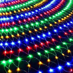 Mey İthalat®  1x2 Metre Dekoratif File Ağ Perde 192 LED 8 Animasyonlu Farklı Işık Modu RGB Fişli