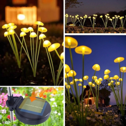 Mey İthalat® 2 Adet Plastik Mantar Solar Bahçe ası – Güneş Enerjili LED Dış Mekan Aydınlatma, Otomatik Sensörlü Dekoratif Bahçe Işığı