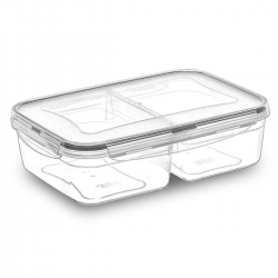 Mey İthalat®  2 Bölmeli Sızdırmaz Contalı Kilitli Kapaklı 1 Litre Erzak Saklama Kabı -LC505