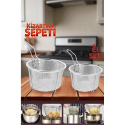 Mey İthalat® 2 Boy Kızartma Süzgeci Patates Kızartma Filtresi 304 Paslanmaz Çelik 721875
