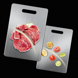 Mey İthalat®  2 Boy Paslanmaz Çelik Leke Tutmaz,Kırılmaz,Antibakteriyel,Elde ve Bulaşık Makinesinde Yıkanabilen Meyve,Sebze,Et,Tavuk Kesim Panosu