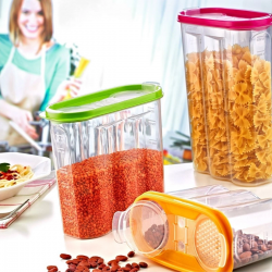 Mey İthalat®  2 Kapaklı Ölçekli Erzak Kuru Gıda Saklama Kutusu Kabı - 1,7 Litre - SA935