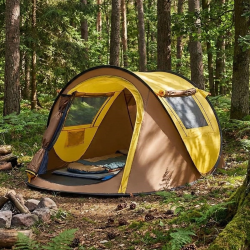 Mey İthalat®  2 Kişilik Vagon Tipi Yarı Otomatik Kamp Çadırı – Çift Kapılı, Çift Pencereli, Hafif Taşınabilir Outdoor Doğa Çadırı 220x120x90 cm