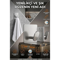 Mey İthalat® 2'li Banyo ve Mutfak Askı Seti - SUS304 Lazer Kesim Çelik  Ultra Güçlü Yapışkanlı Askı 723140