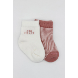 Mey İthalat®   2'Li Big Heart Penye Soket Çorap 10117 Pudra