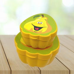 Mey İthalat®  2'li İç İçe Geçebilen Armut Model Saklama ve Beslenme Kabı Seti (550 ml + 250 ml)