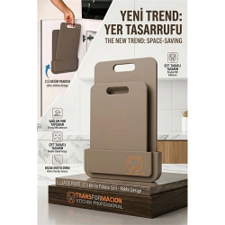 Mey İthalat® 2 li Kesim Panosu Stantlı Yapışkanlı Kesim Tahtası LATTE Mikko Design 720998
