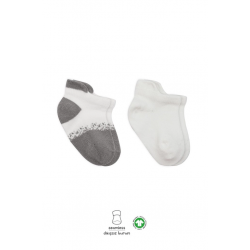 Mey İthalat®   2'Li Penye Sneakers Çorap 20105 Ekru Gri