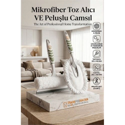 Mey İthalat® 2'li Profesyonel Temizlik Seti - Yıkanabilir Mikrofiber Toz Alıcı ve Peluşlu Camsil 723097