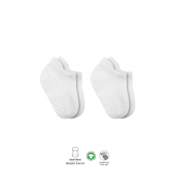 Mey İthalat®   2'Li Sneakers Kaymaz Basic Penye Çorap 20103 Beyaz Beyaz