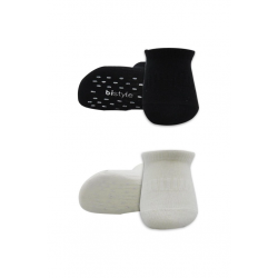 Mey İthalat®   2'Li Sneakers Kaymaz Basic Penye Çorap 20103 Siyah Ekru