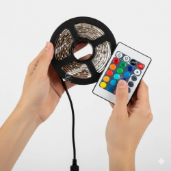 Mey İthalat® 2 Metre Kumandalı USB LED Şerit Işık – Renk Ayarlı Dekoratif Ortam ve Ambiyans Aydınlatması