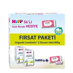 Mey İthalat®   2 Organik Combiotic Bebek Sütü 800 Gr X2 Islak Mendil Hediyeli