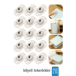 Mey İthalat® 20 li Bilyeli Tekerlek Eşya Kaydırma Aparatı Yapışkanlı Set 360D 722125