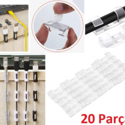 Mey İthalat® 20'li Yapışkanlı Kablo Sabitleyici Şeffaf Klips