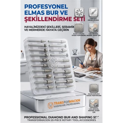 Mey İthalat® 20 Parça Elmas Gravür Ucu Seti, Cam Oyma Mermer Şekillendirme Freze Uçları 6mm Şaft 723163
