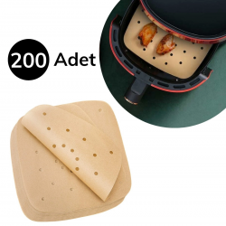 Mey İthalat®  200 Adet Air Fryer Pişirme Kağıdı Tek Kullanımlık Pişirme Kağıdı Delikli Kare Model