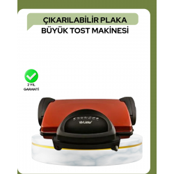 Mey İthalat® 2000 Watt Teflon Tost Makinesi – Geniş Plaka, Ayarlanabilir Isı, Kolay Temizlik