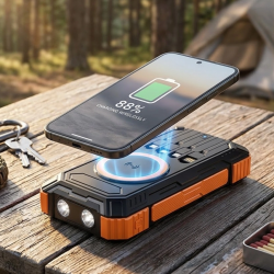 Mey İthalat® 20000 mAh Powerbank Güneş Enerjili Kablosuz Şarj Hızlı Şarj Taşınabilir Batarya
