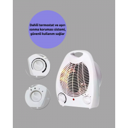 Mey İthalat® 2000W Taşınabilir Elektrikli Fanlı Isıtıcı – Hızlı Isınma, Kompakt Boy