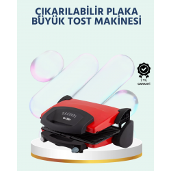 Mey İthalat® 2000W Tost ve Izgara Makinesi – Granite/Teflon Plaka Seçenekli