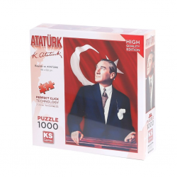 Mey İthalat®  20728 Atatürk ve Türk Bayrağı 1000 Parça Puzzle -KS Puzzle