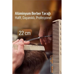Mey İthalat® 22 cm Alüminyum Saç Kesim Tarağı – Berber Tarağı -Hafif, Dayanıklı, Profesyonel 722093