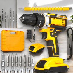 Mey İthalat® 24 Parça Çift Bataryalı Şarjlı Matkap Seti 24W Motor ve Otomatik Mil Kilitli Tasarım