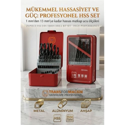 Mey İthalat® 25 Parça 1 - 13 mm Alüminyum Metal Ağaç HSS Uçlu DIN 338RN Matkap Ucu Seti  723034