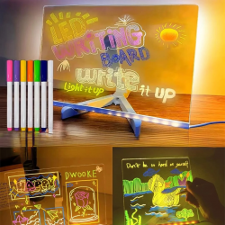 Mey İthalat® 27126 Dekoratif Led Aydınlatmalı Şeffaf Işıltılı Yazı Çizim Panosu