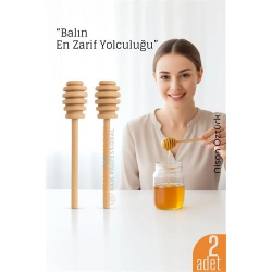 Mey İthalat® 2’li Ahşap Bal Kaşığı Seti – 16 cm Doğal Ahşap, Sunum ve Servis İçin İdeal 720898