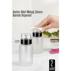 Mey İthalat® 2’li Basmalı Dispenser Şişe – Aseton, Alkol ve Makyaj Temizleyici İçin Pratik Pompalı Set  719236