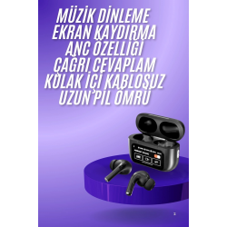 Mey İthalat® 2.Nesil Pro Ekranlı Sesli Görüşme Yapabilen Kablosuz Bluetooth Kulaklık Yeni Nesil
