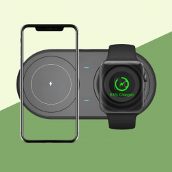 Mey İthalat®  2si 1arada Kablosuz Saat,Kulaklık ve Telefon Hızlı Şarj Etme Aparatı